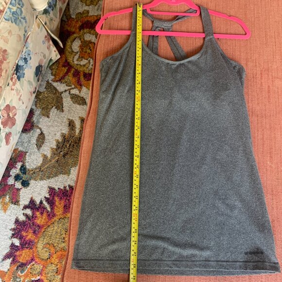 Heather Grey Built-In Bra Tank Top – Crossback Yoga Style - Picture 6 of 7